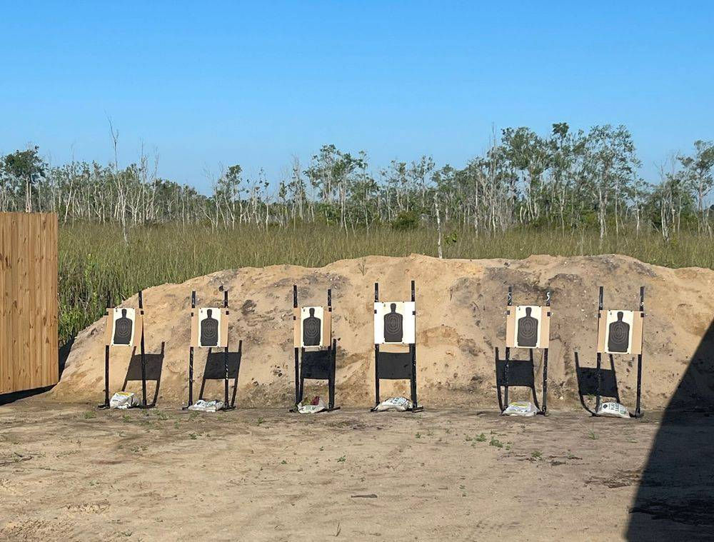 Targets arranged at an outdoor shooting range